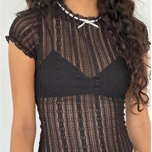 NWT Motel Jennifer Unlined Lace Top In Black